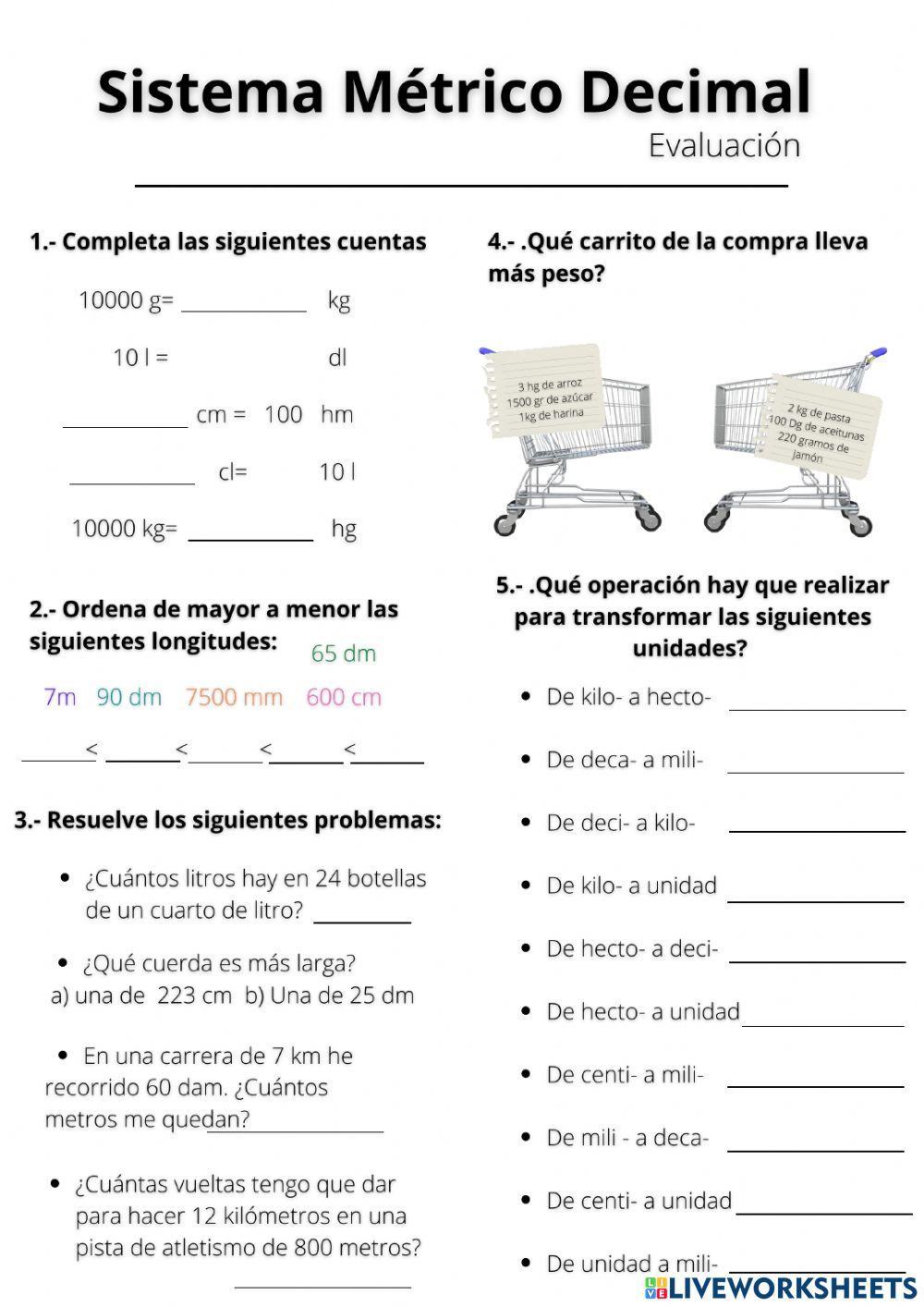 Evaluación unidades de medida