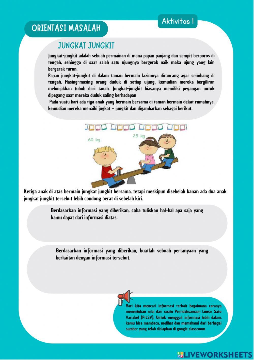 Pertidaksamaan Linier Satu Variabel