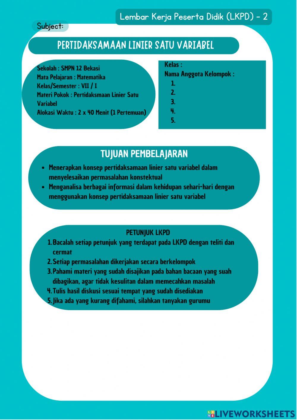 Pertidaksamaan Linier Satu Variabel