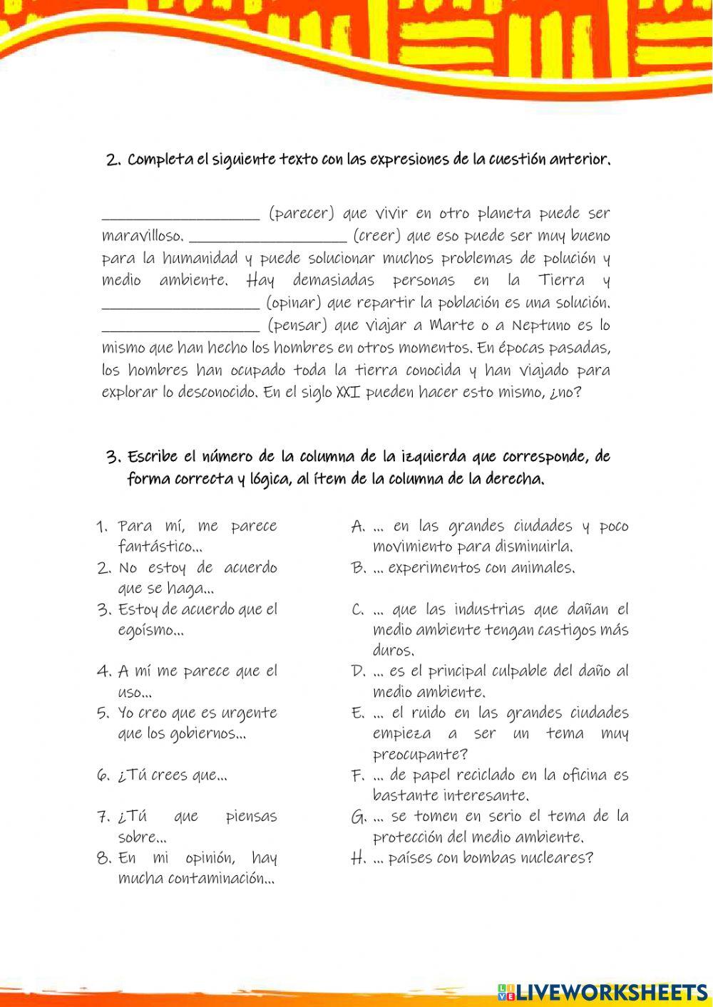 Expresar opinión en español