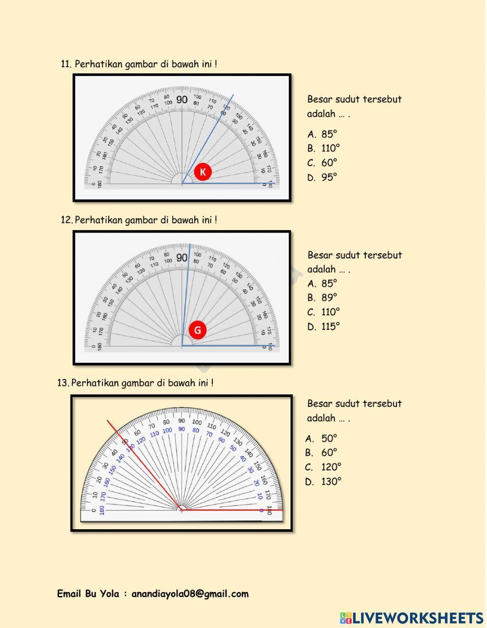 Latihan Matematika Sudut