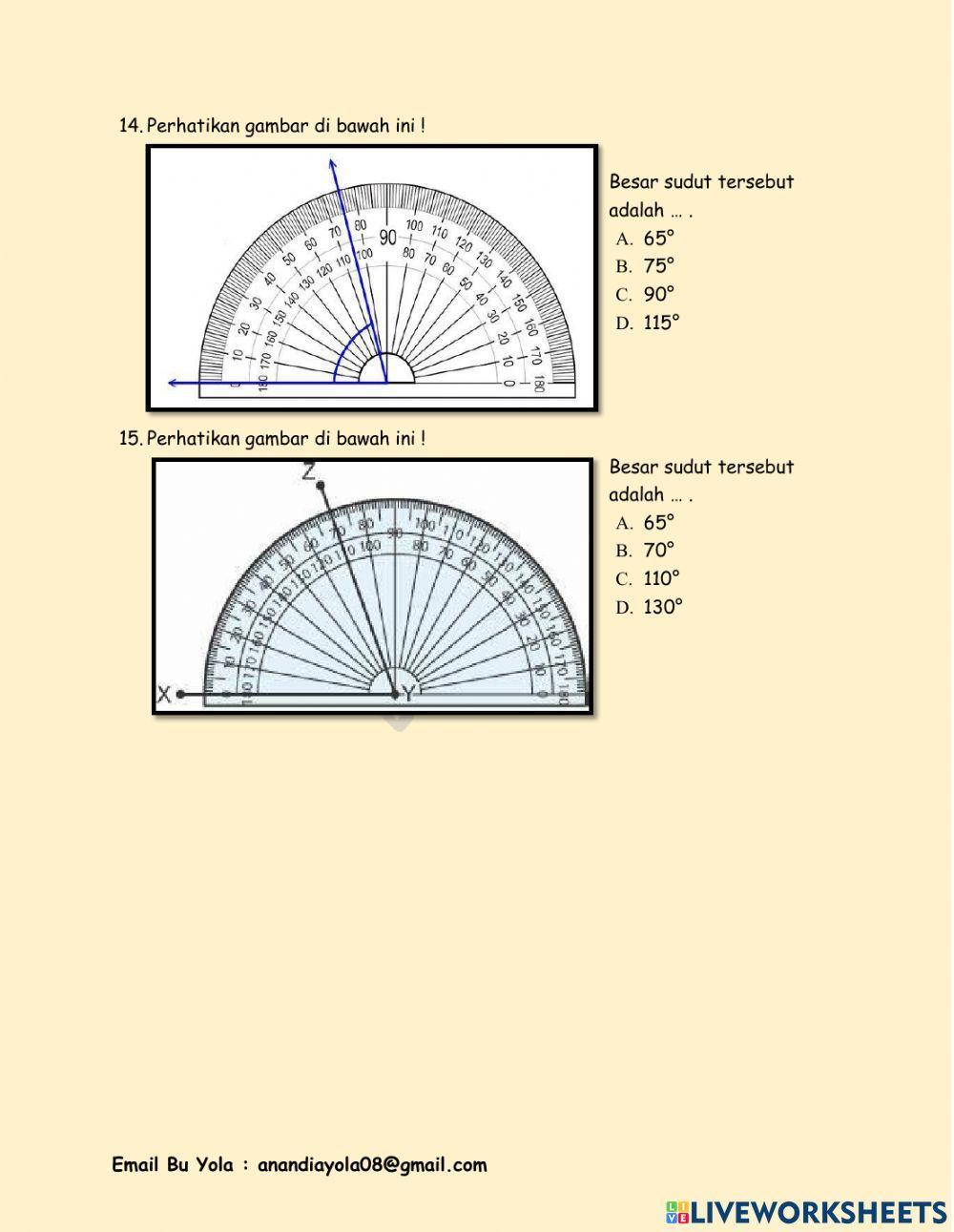 Latihan Matematika Sudut