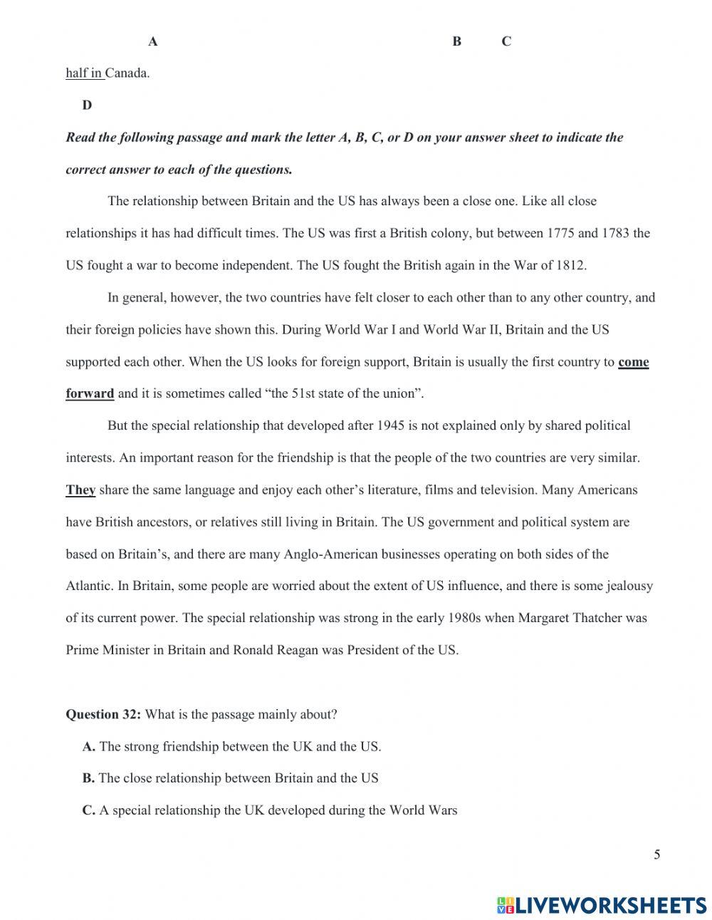 De thi tot nghiep THPT mon tieng Anh