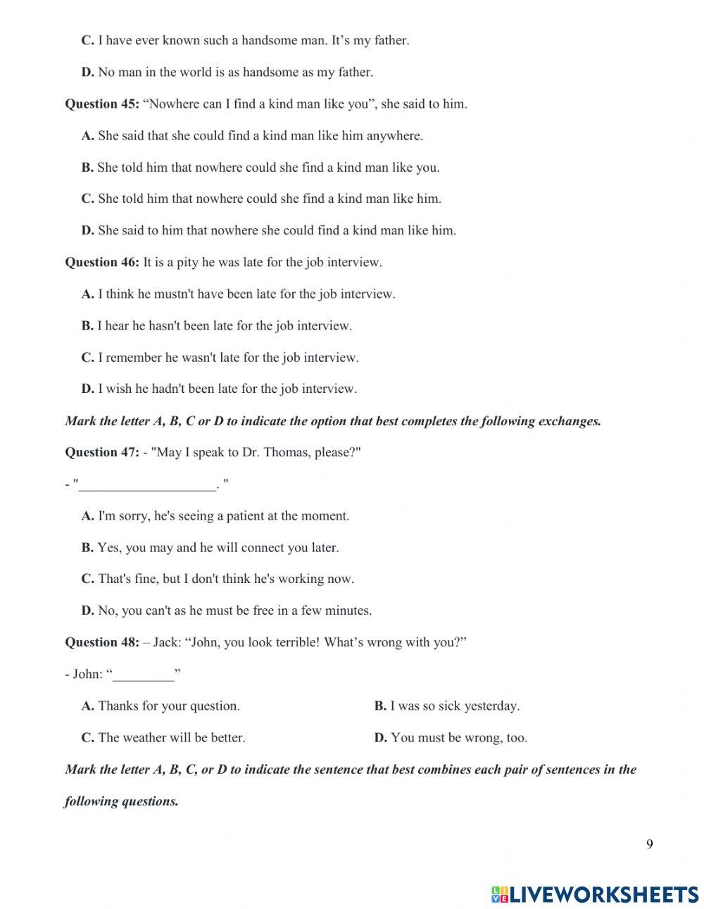 De thi tot nghiep THPT mon tieng Anh