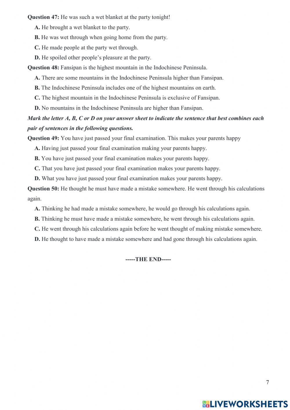 De thi tot nghiep THPT mon tieng Anh