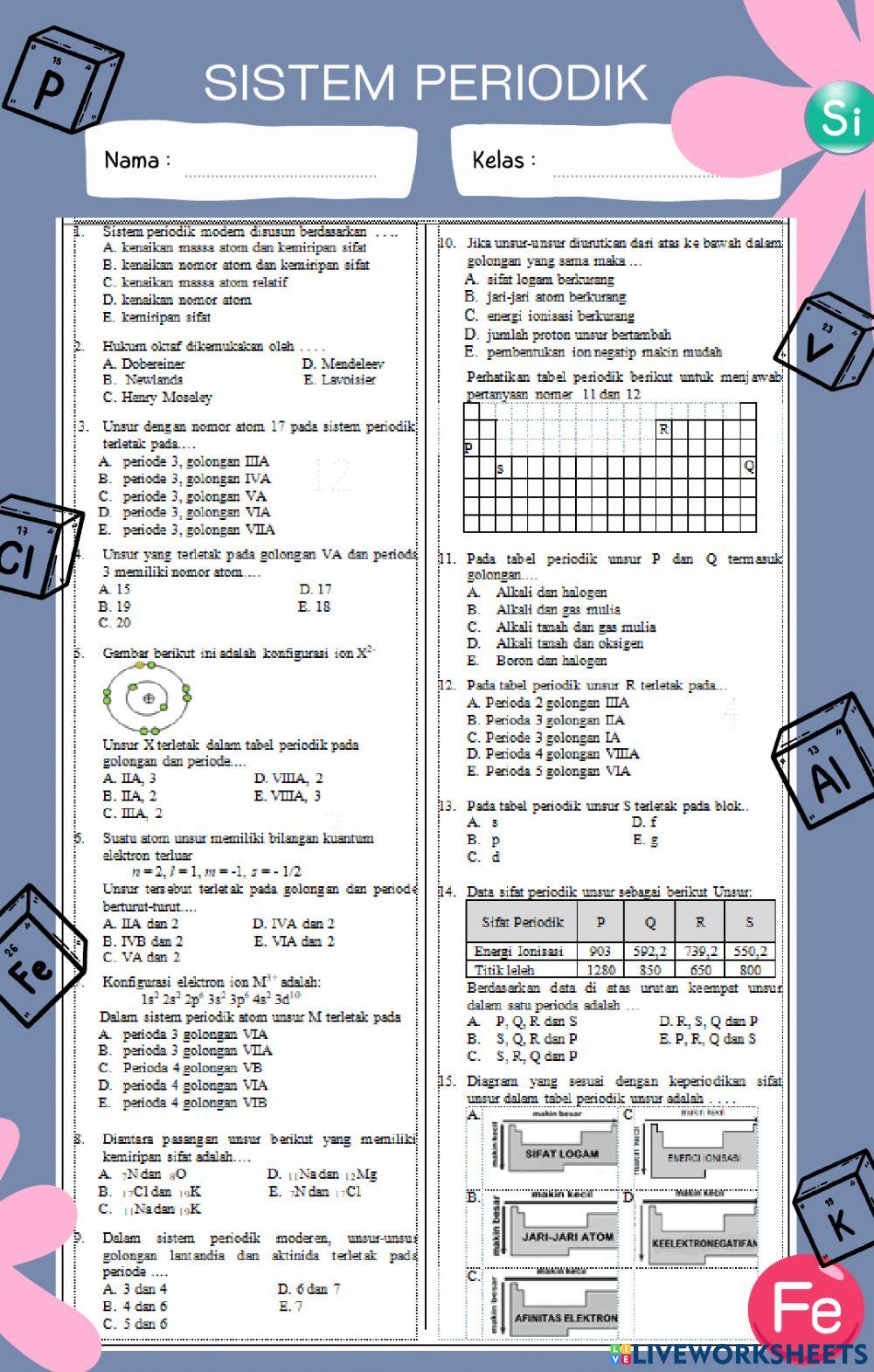 Penilaian harian 2 sistem periodik