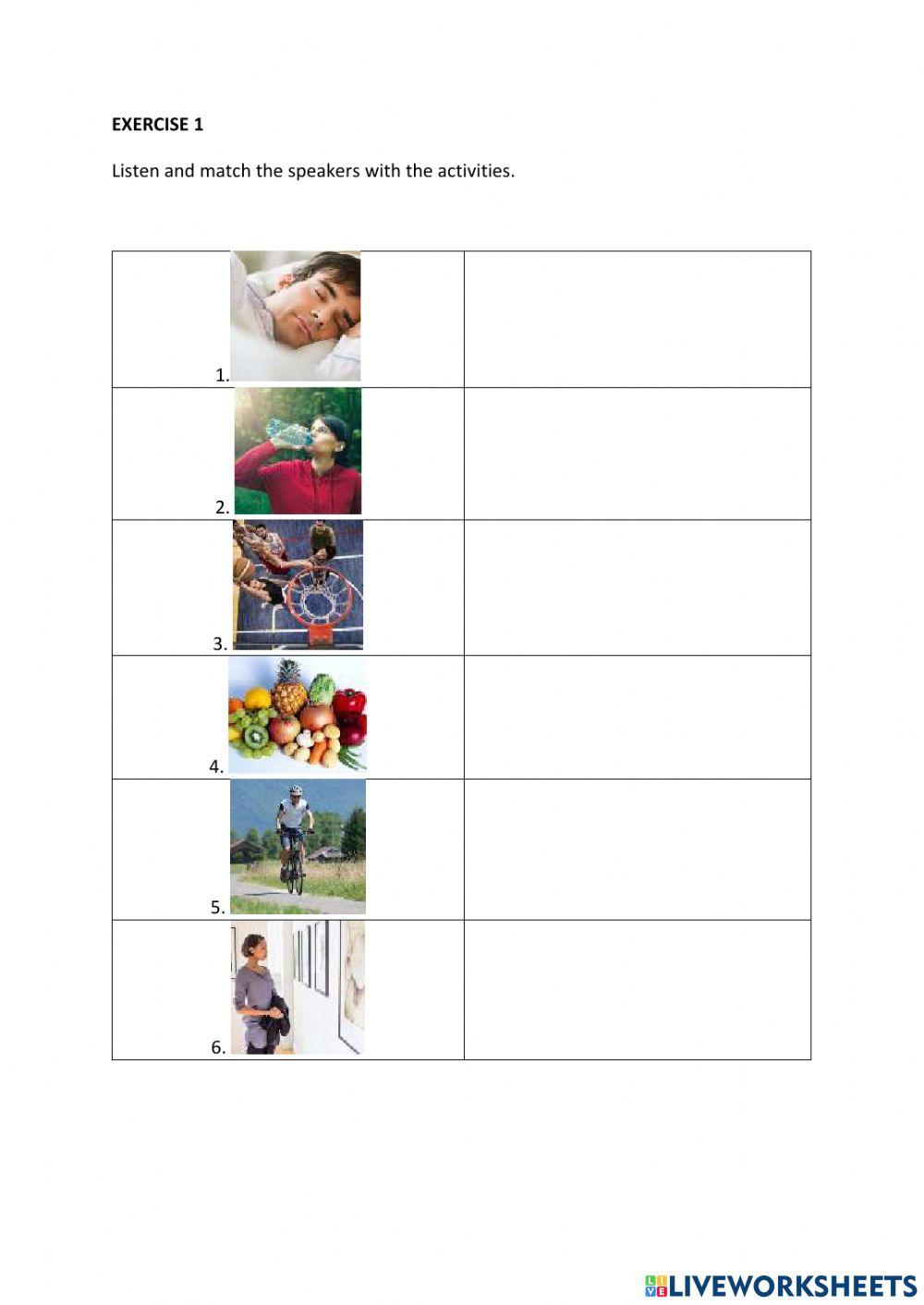 IE0, Unit 8, Listening and Speaking, Exercise 1