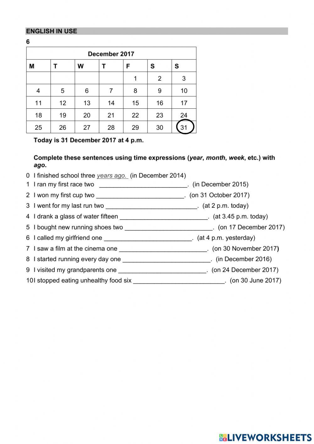WW 1 Unit 6 language test