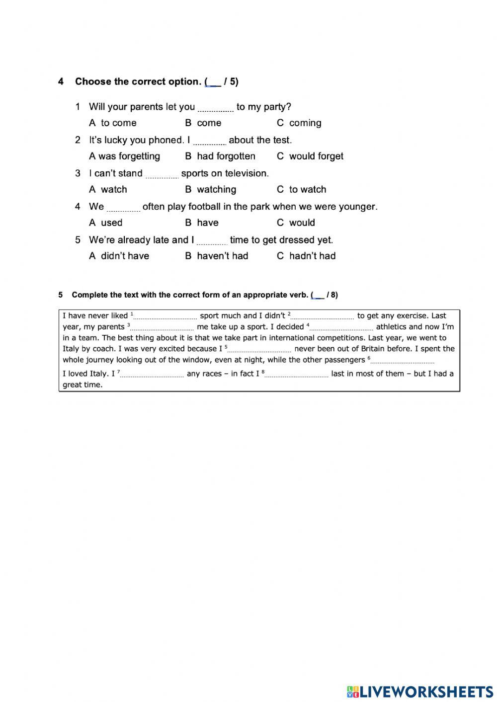 Revision exercises units 1-3