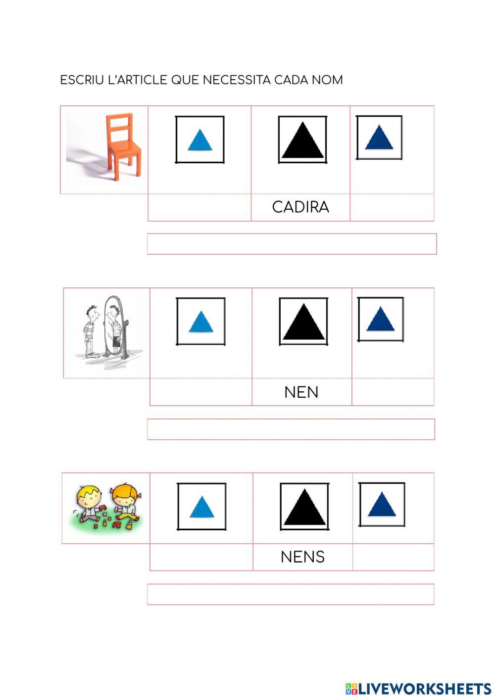 Article, nom i adjectiu Montessori
