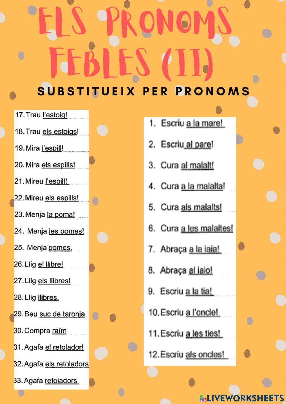 Els pronoms febles (II)
