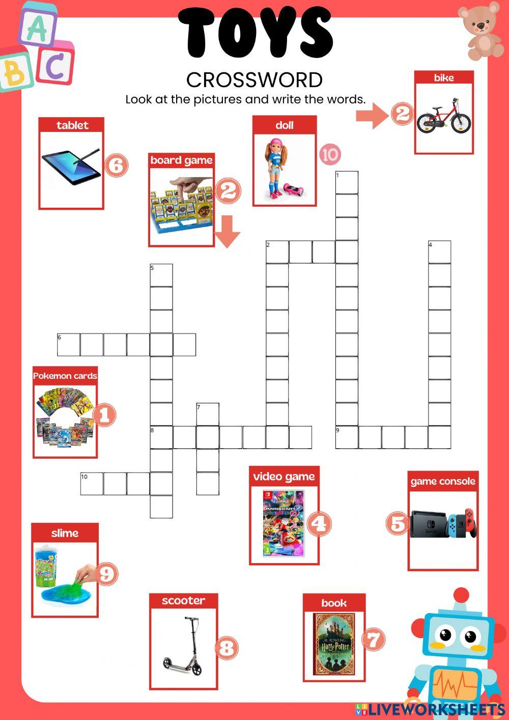 TOYS CROSSWORD 2482374 LAIA4840 Live Worksheets
