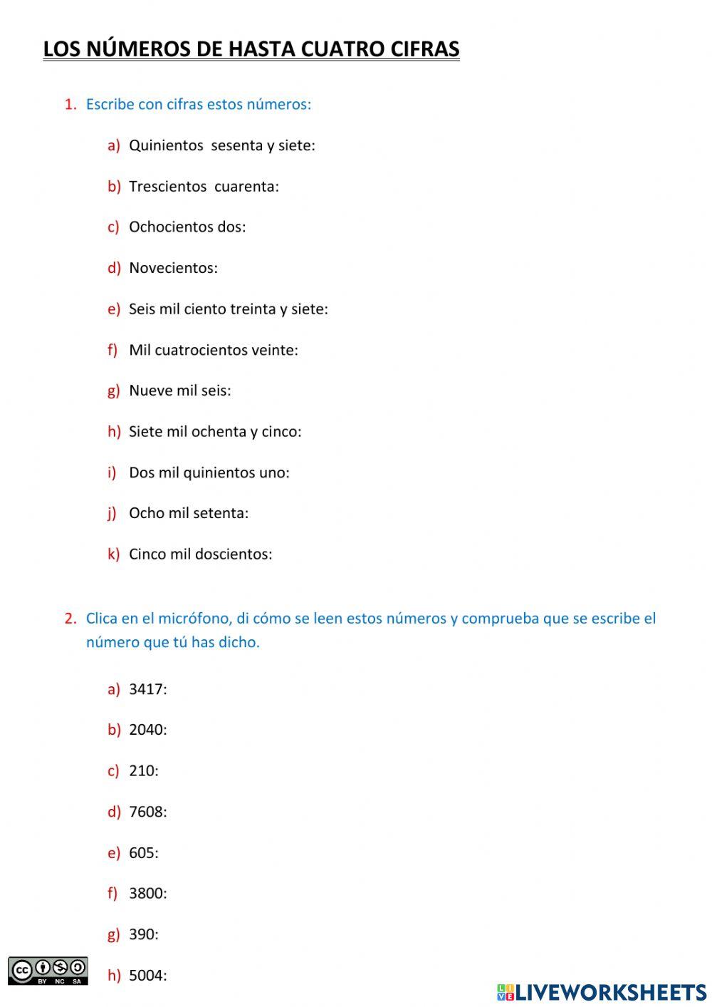 Números de tres y cuatro cifras (CC)