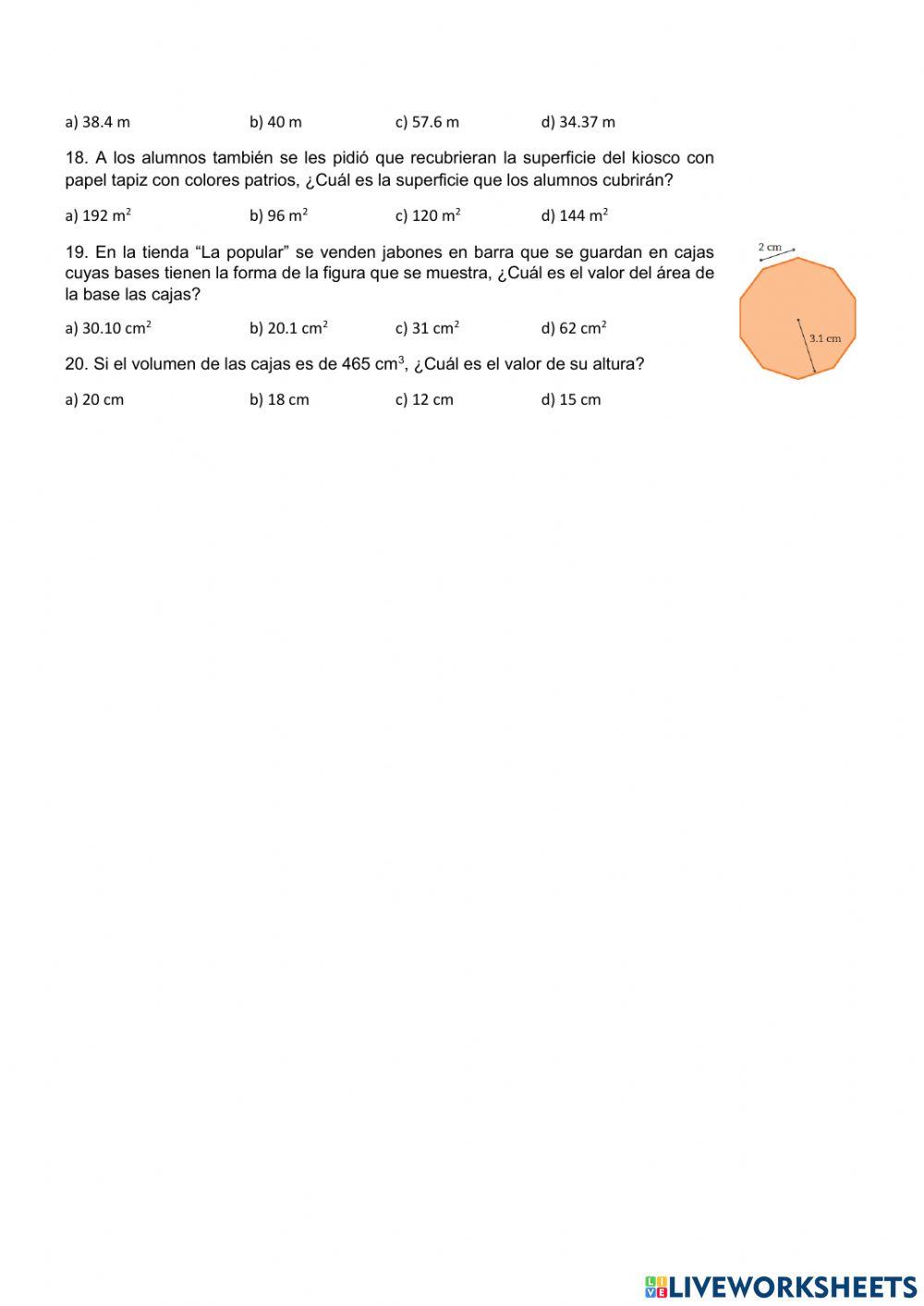 Examen de matematicas