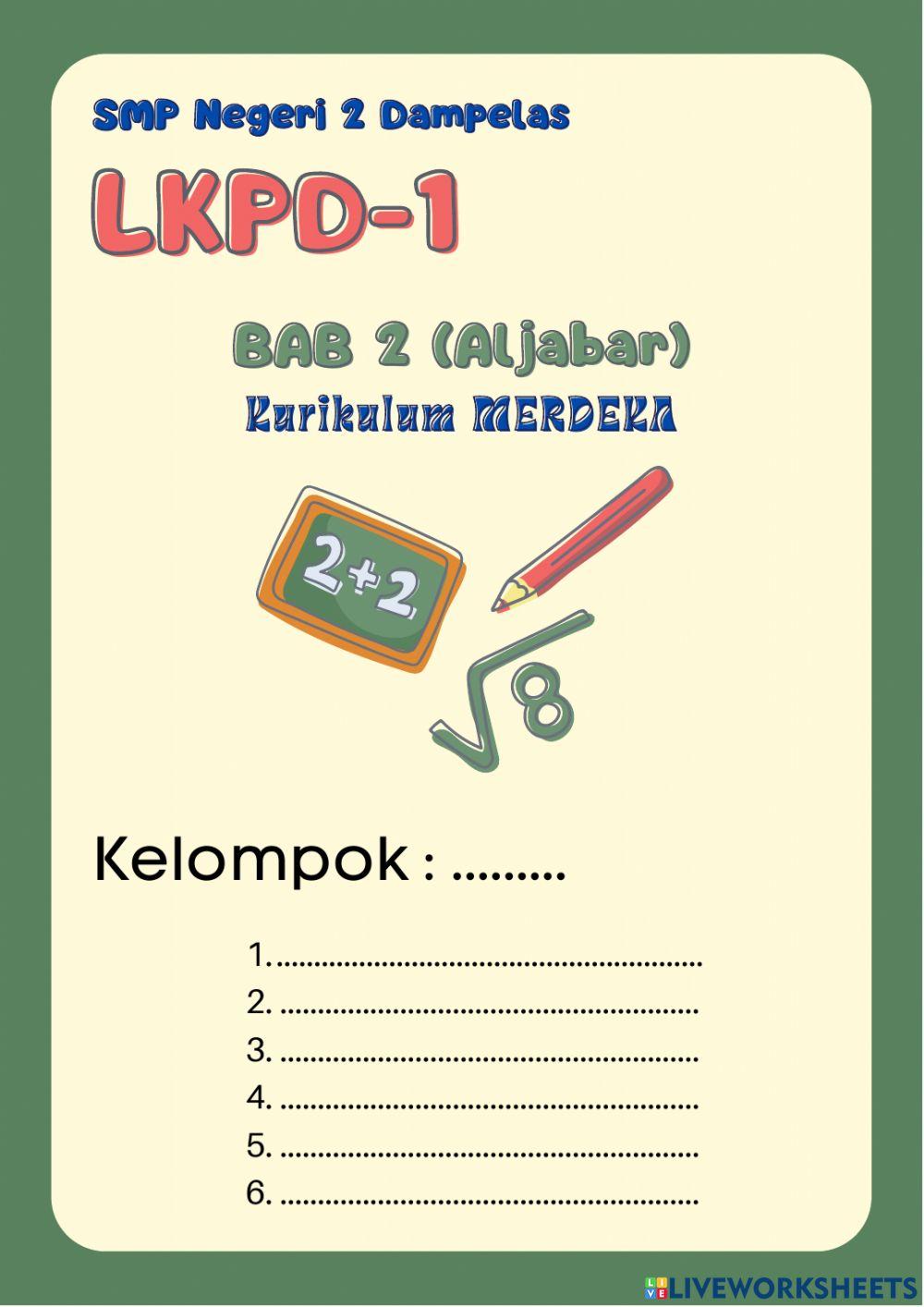 LKPD Mat 7 Bab 2 Aljabar