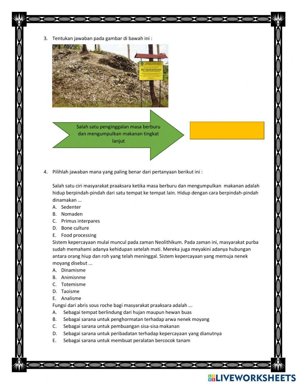 LKPD Corak Kehidupan Masyarakat Pra Aksara