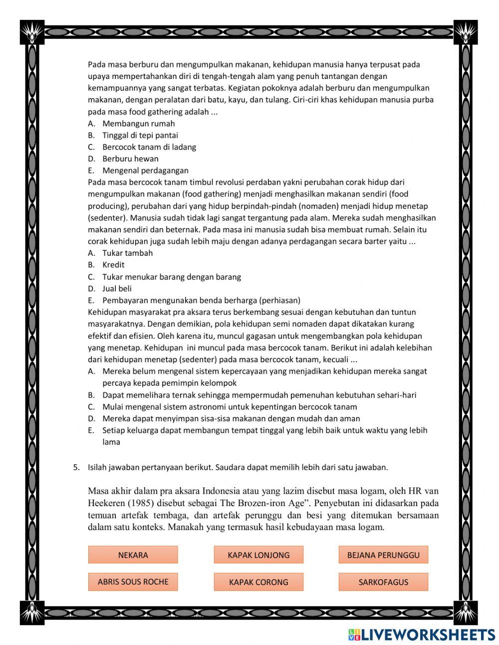 LKPD Corak Kehidupan Masyarakat Pra Aksara