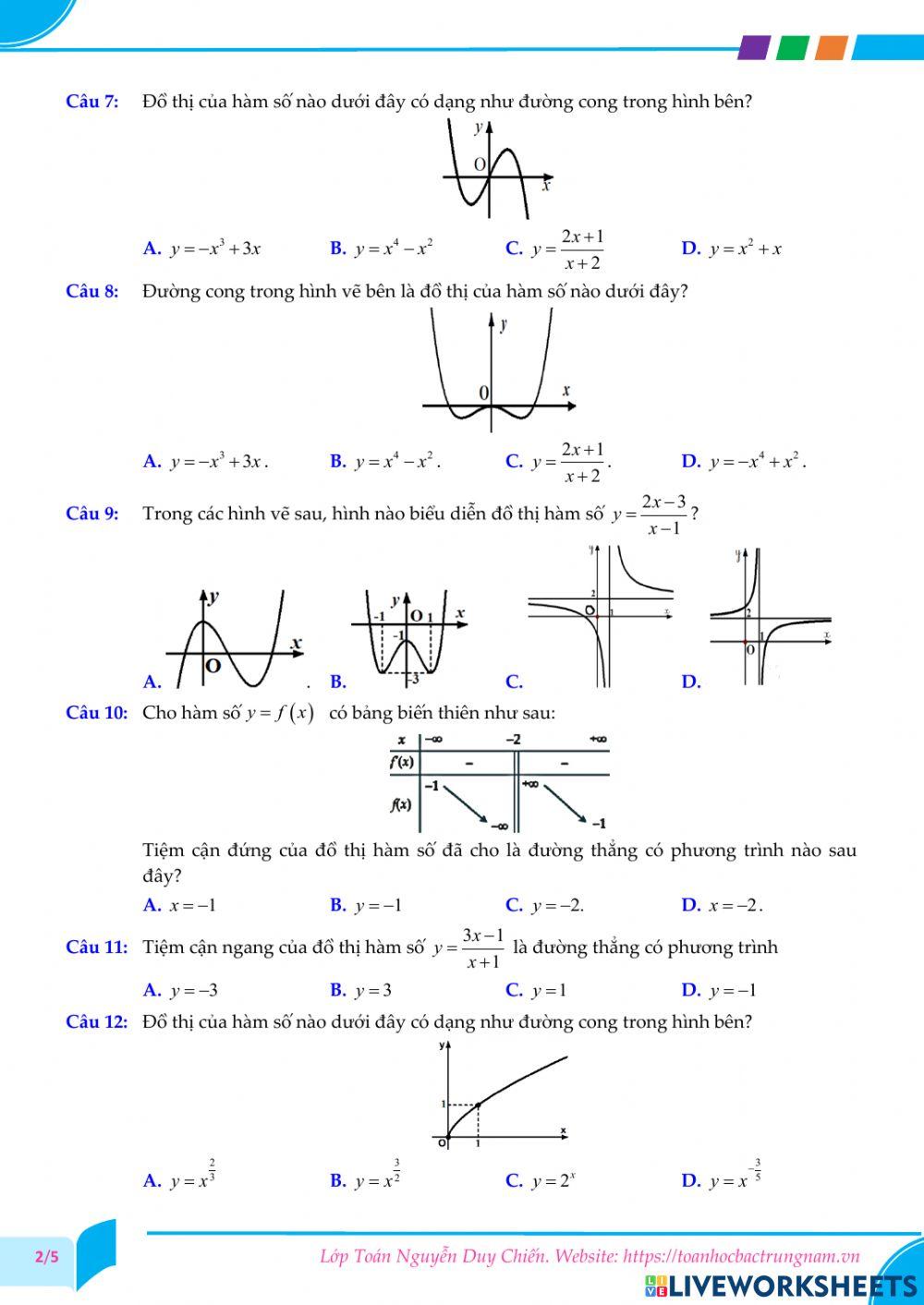 Toán 12 - Kiểm tra CK1 - Đề số 01 - PBC 2022