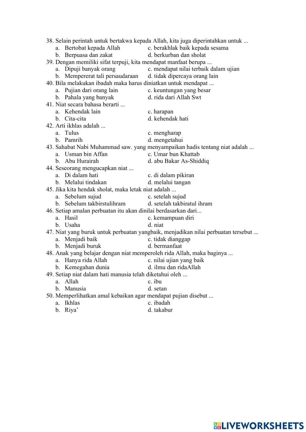 Pas al-qur'an hadist kelas 4