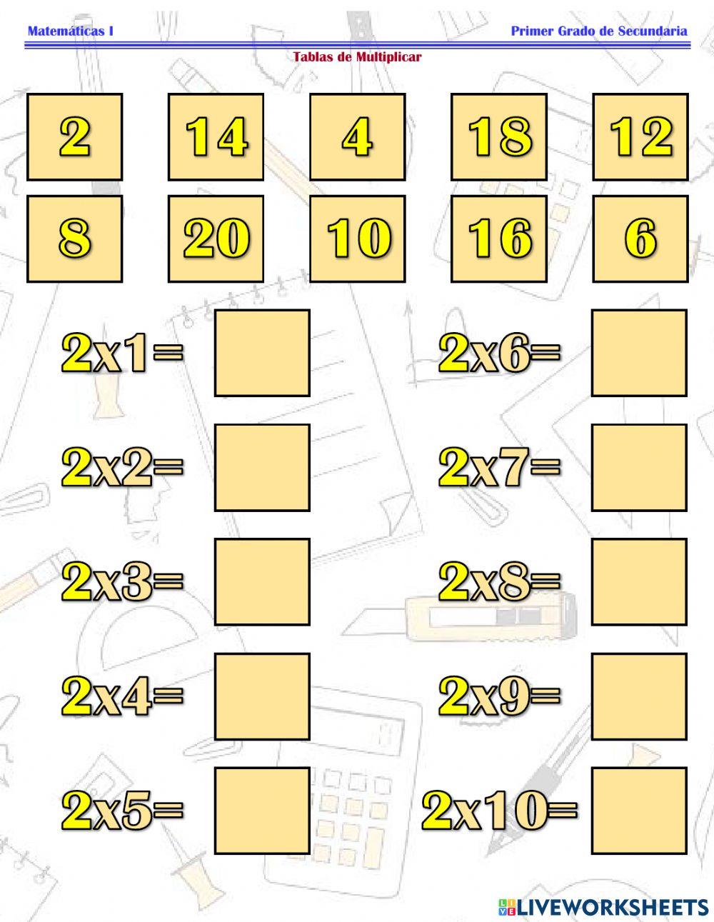 ESG127M1 - Tablas de Multiplicar Ficha 1 -