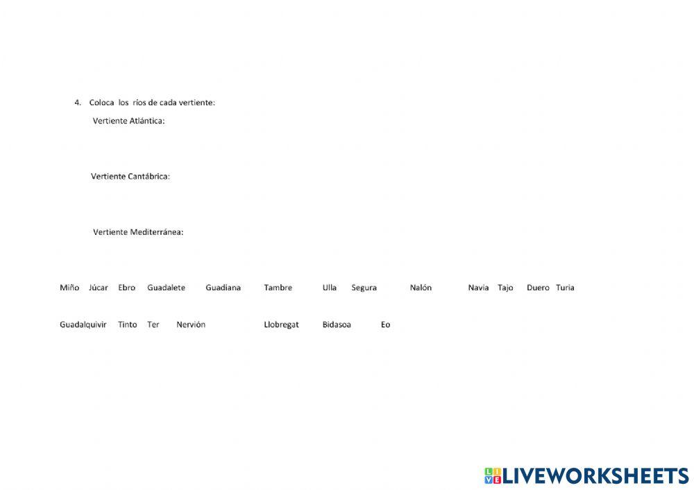 Examen Relieve de España 6º primaria