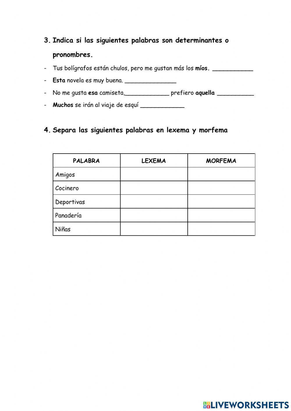 Ejercicios repaso Lengua