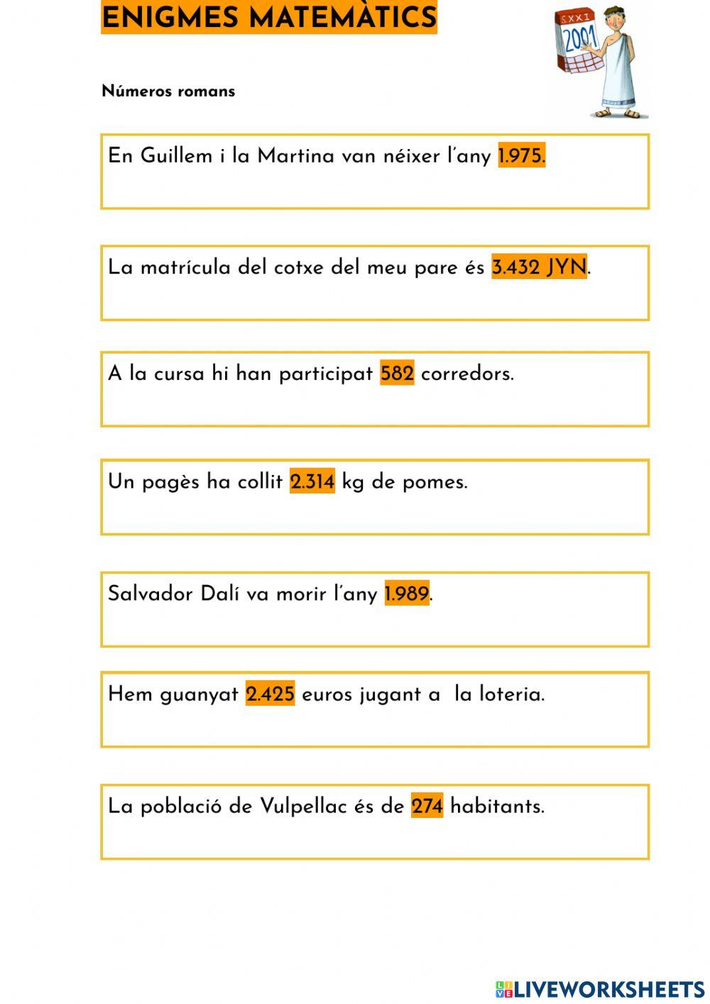 ENIGMA DELS NÚMEROS ROMANS