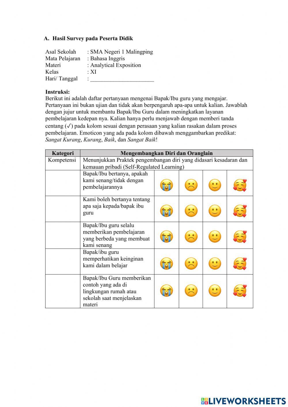 Lembar Survey Peserta Didik