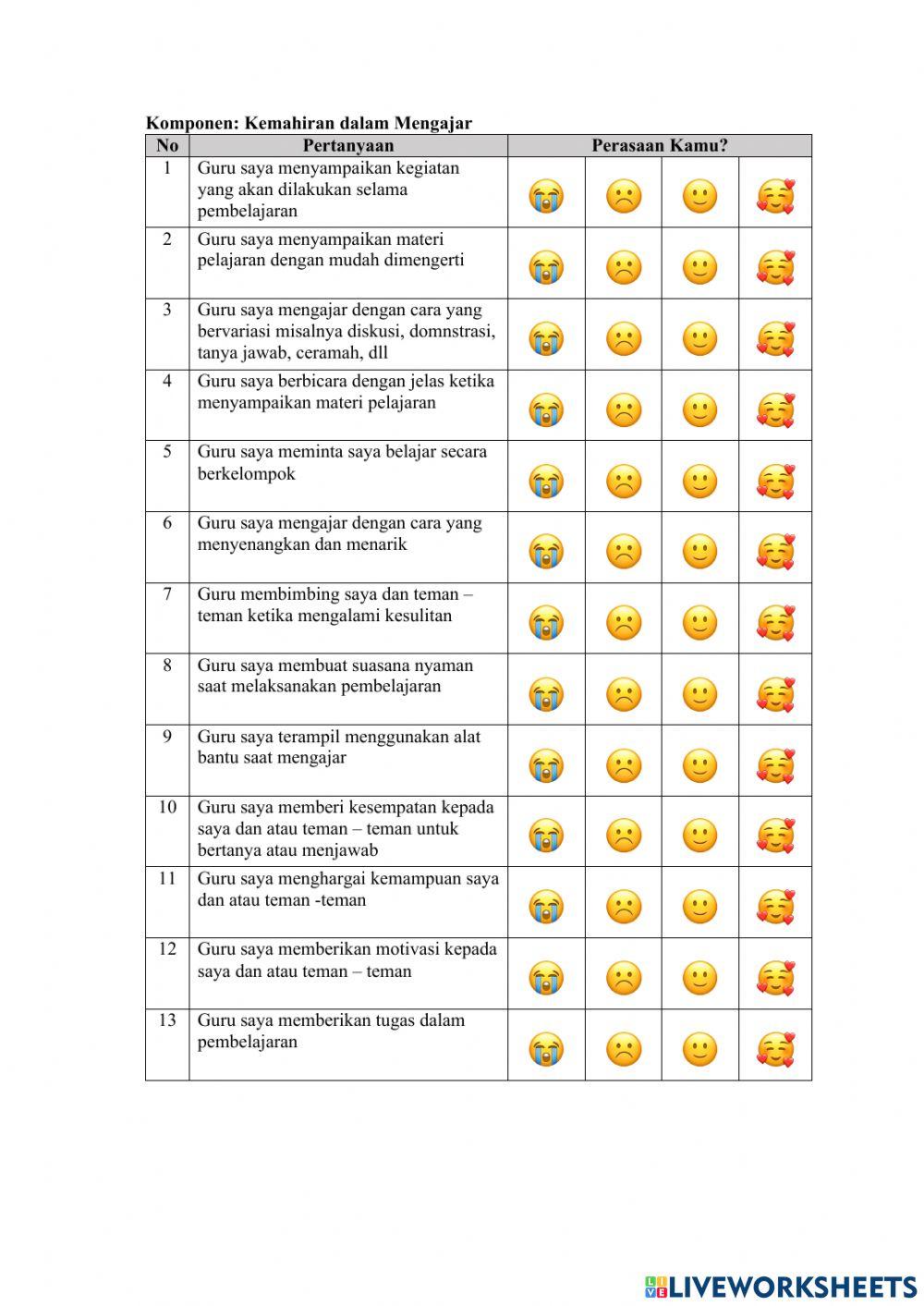 Lembar Survey Peserta Didik