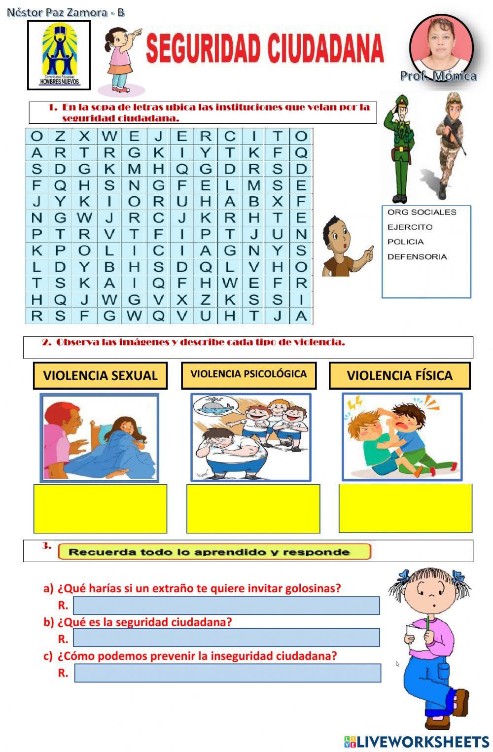 Seguridad ciudadana y tipos de violencia