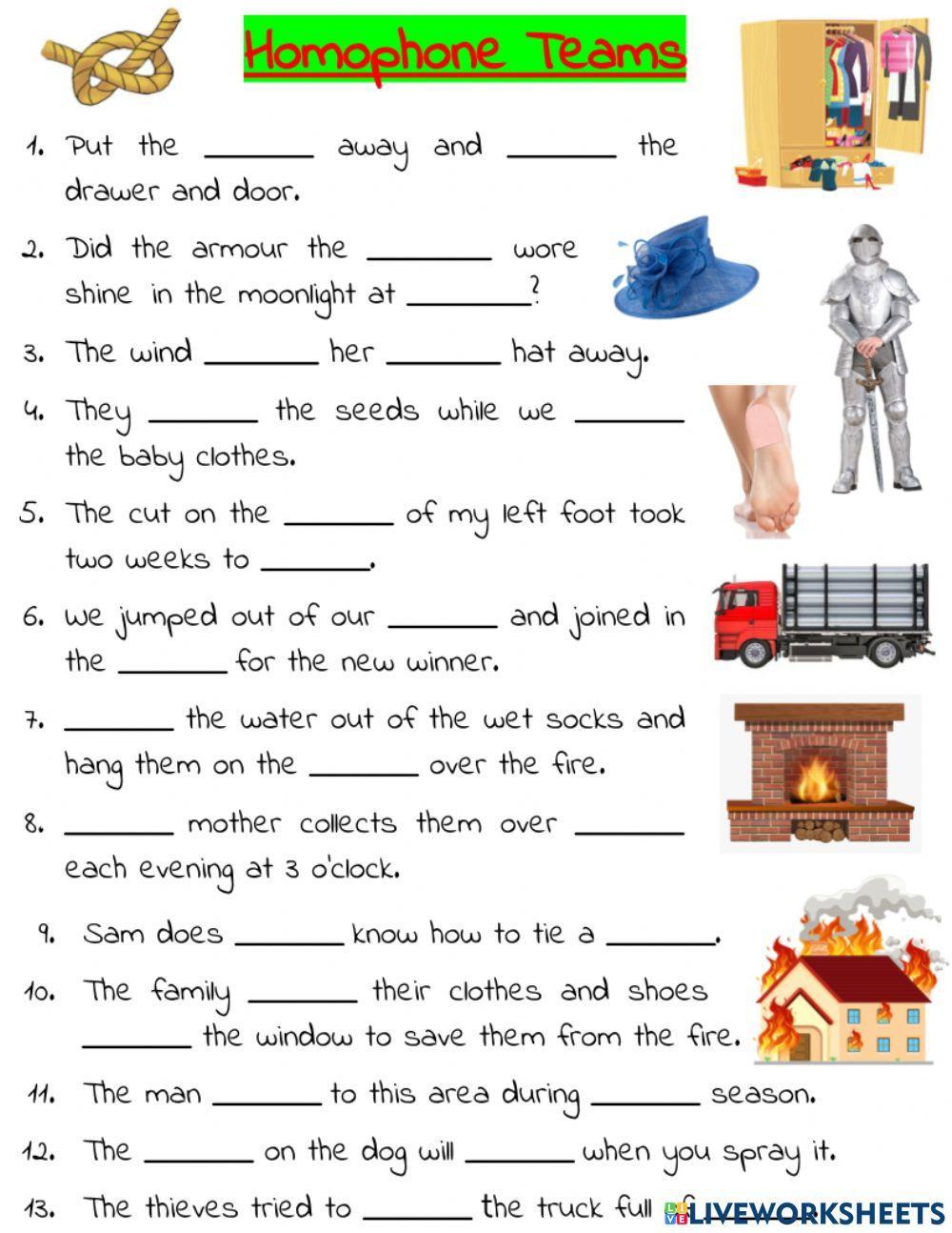Homophone Exercise D4 Homophone Exercise D4