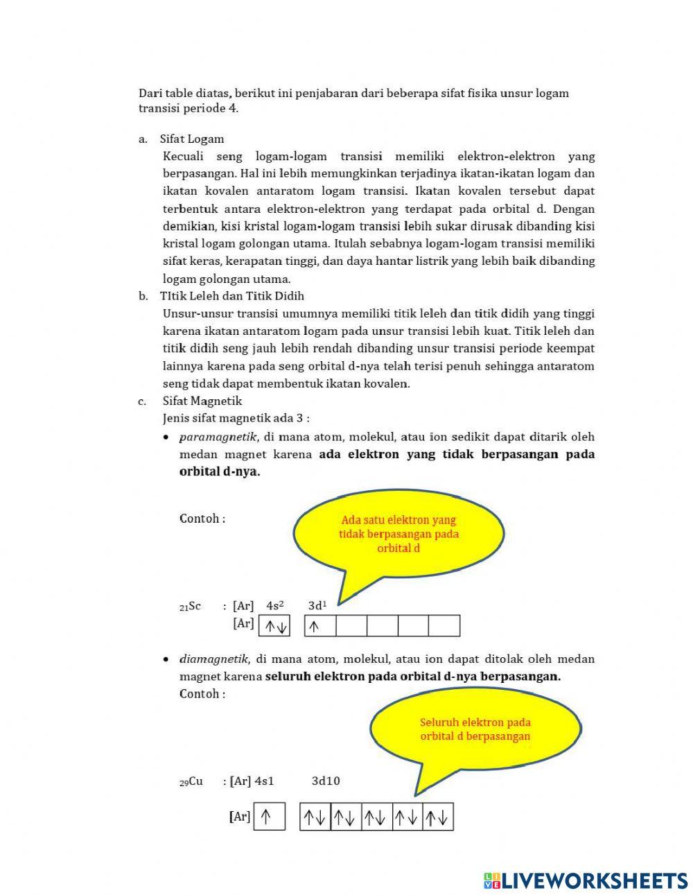 Sifat Unsur Periode 4
