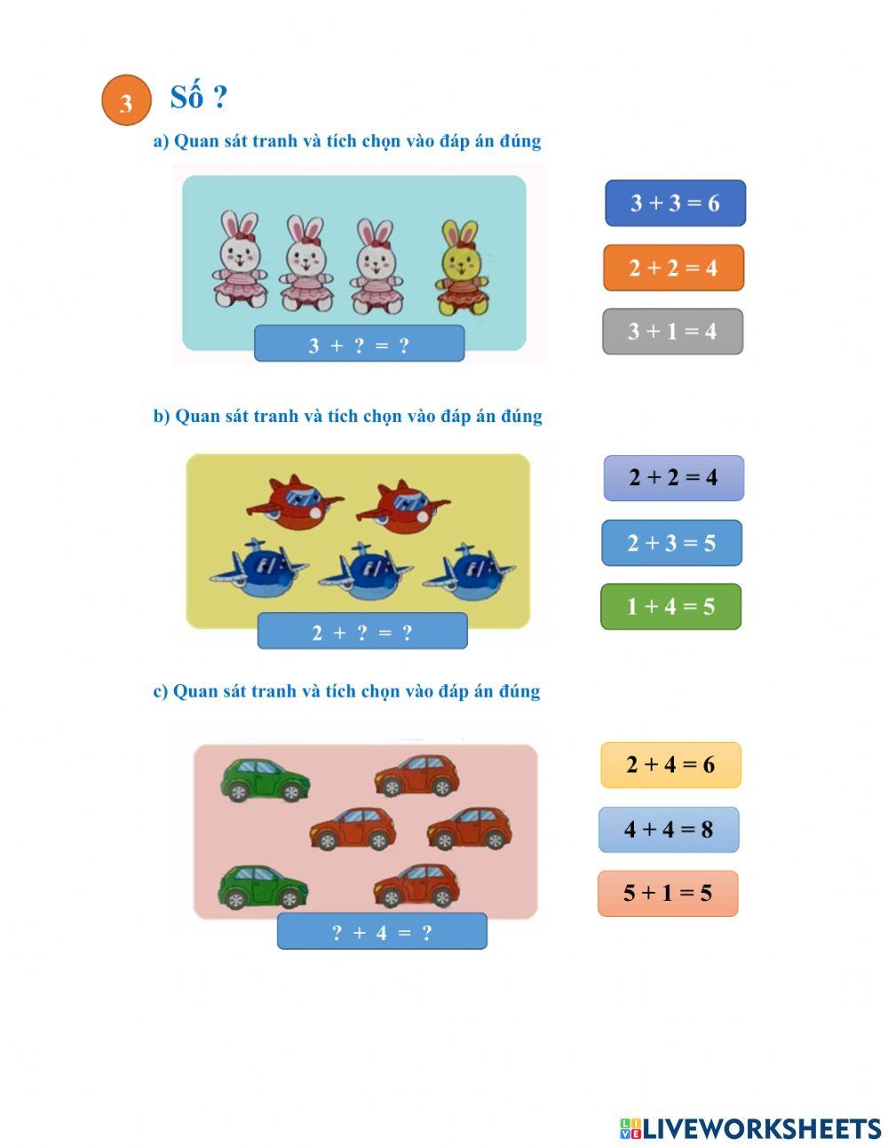 Bài 10: PHÉP CỘNG TRONG PHẠM VI 10 (Tiết 2)