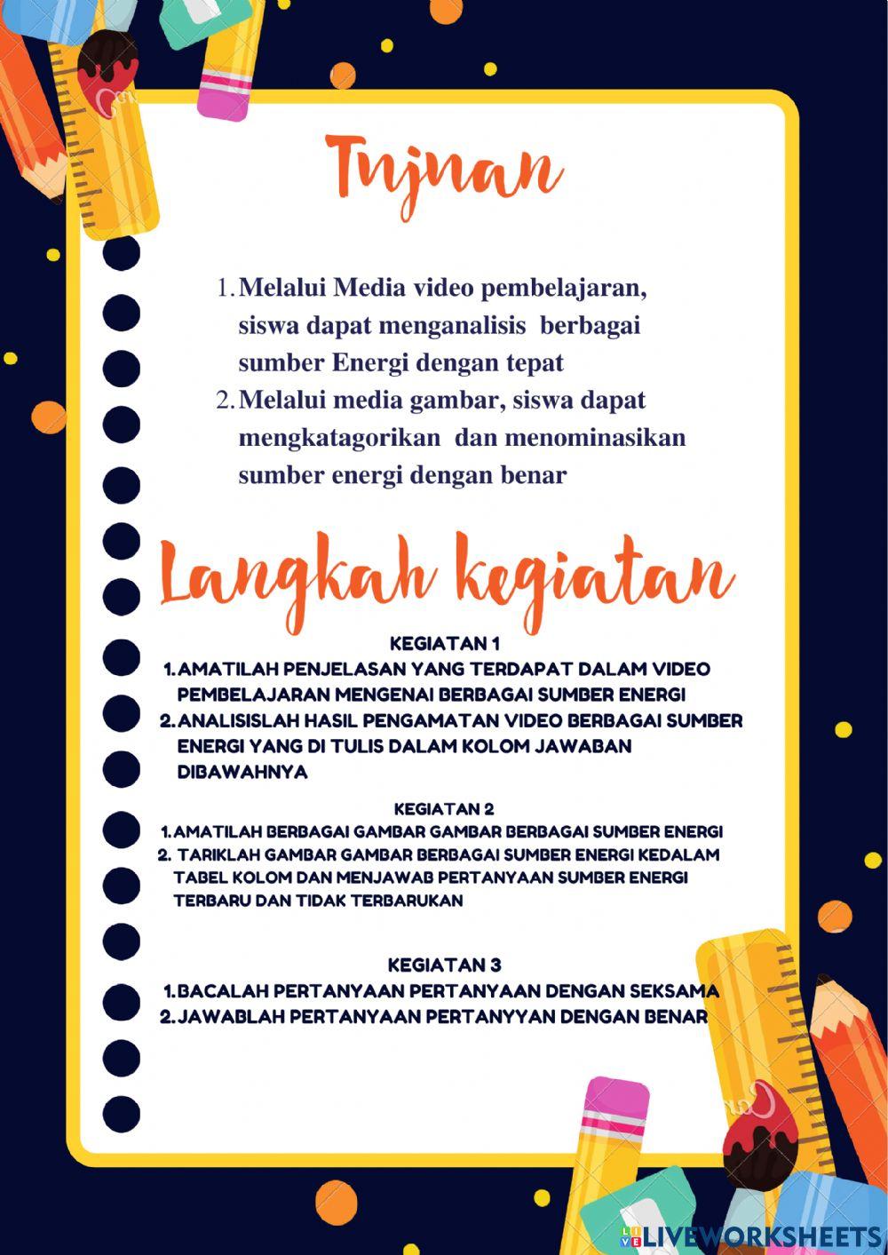 Berbagai Sumber Energi