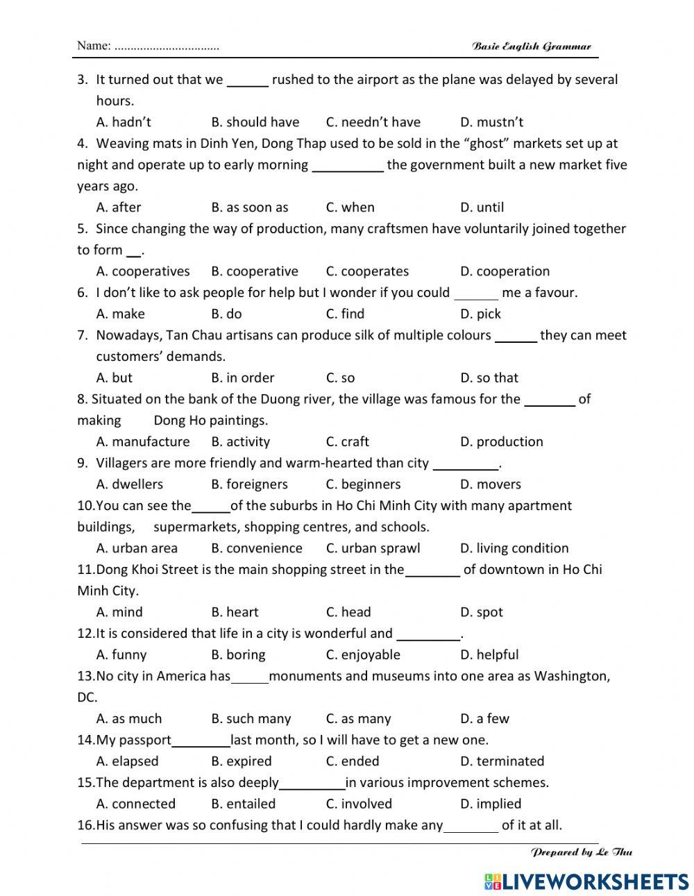 1st Mid Term Test English 9 - 1