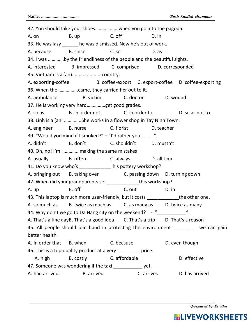 1st Mid Term Test English 9 - 1