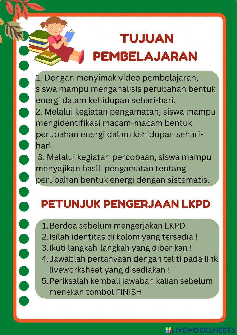 E-LKPD Materi Perubahan Bentuk Energi Kelas 4