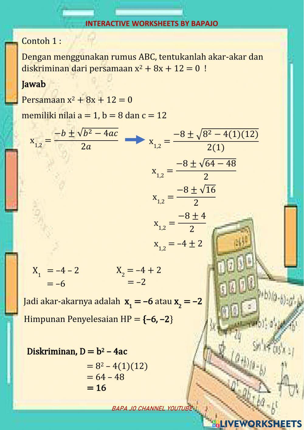Rumus abc (Rumus Kuadratik)