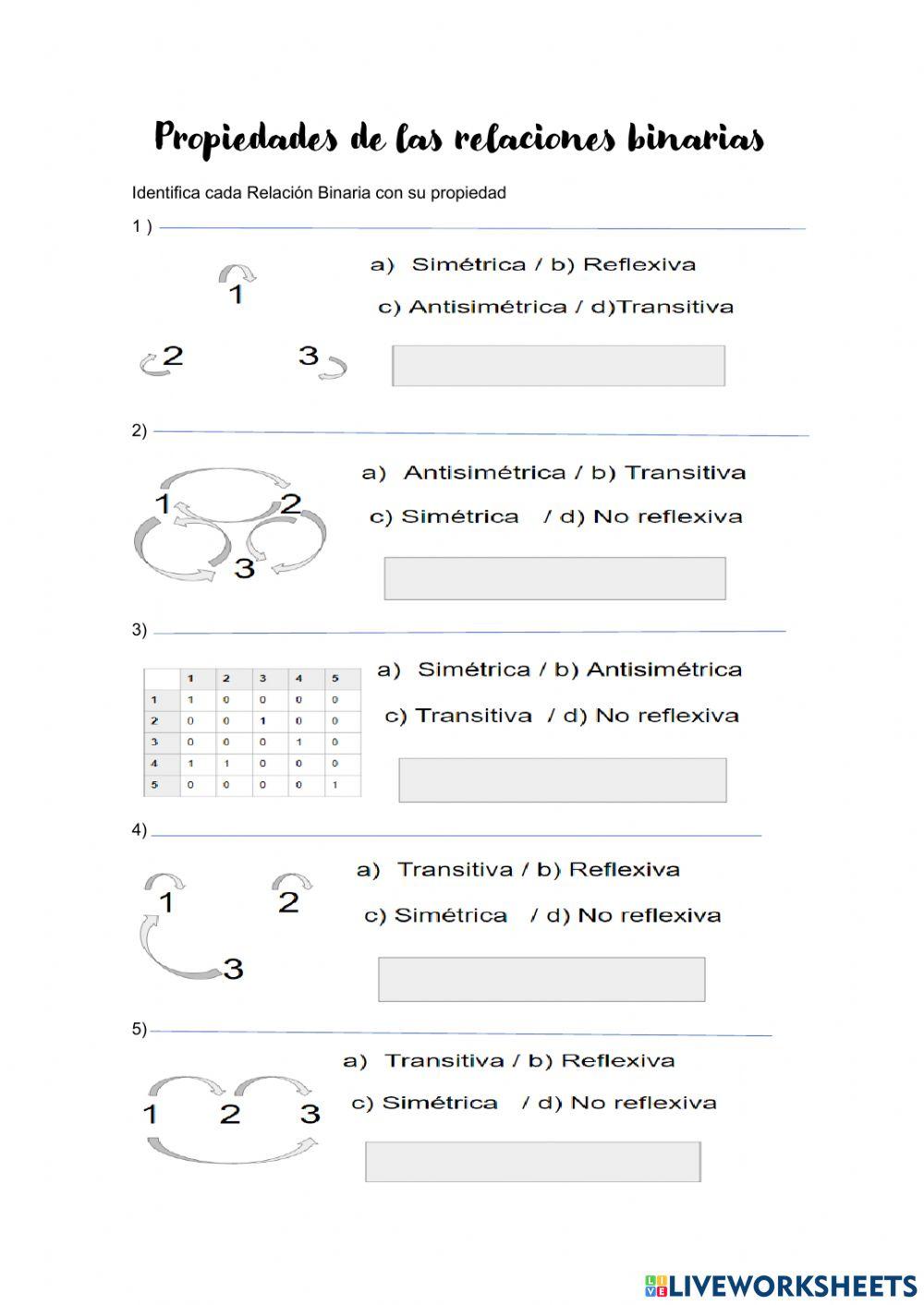 Propiedades de las relaciones binarias