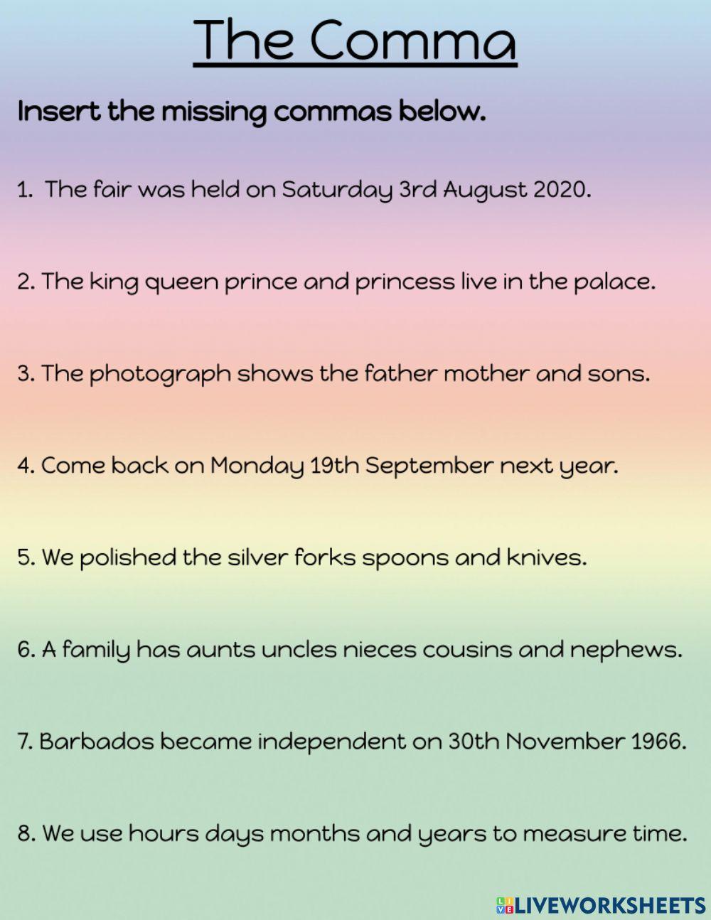 The Comma for Lists and Dates