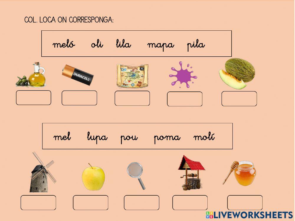 Paraules amb p,m i l