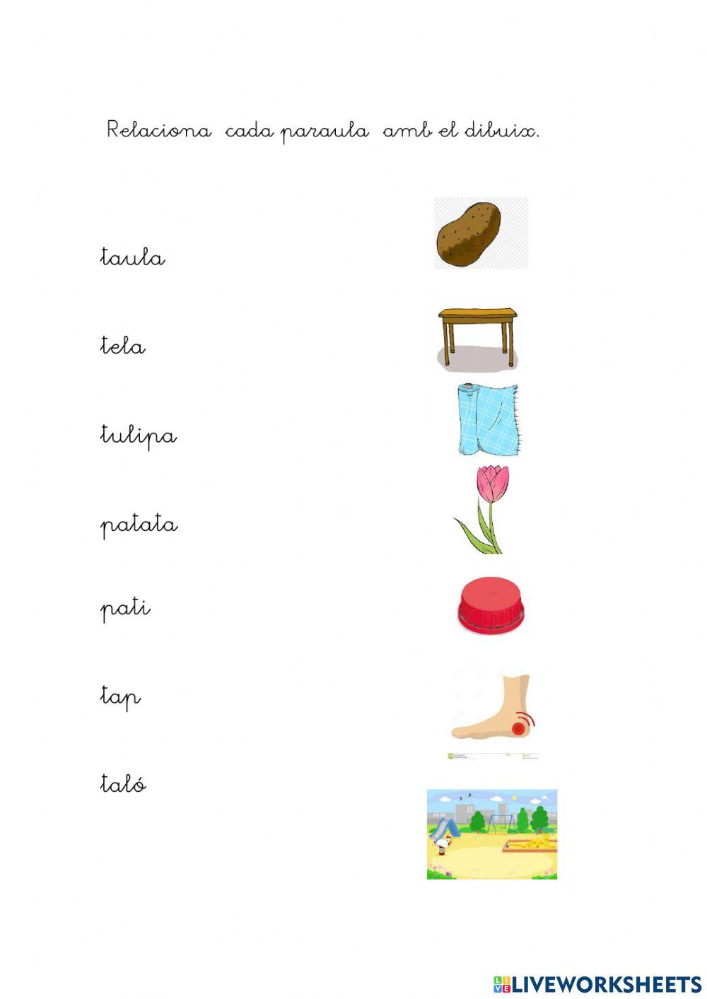 Paraules amb la lletra t