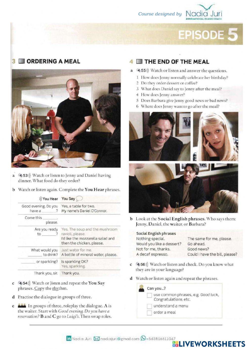 PRACTICAL ENGLISH AT THE RESTAURANT