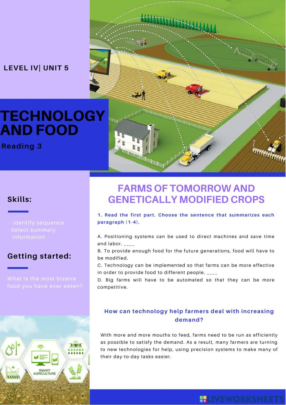 Unit 5 Reading 3 FARMS OF TOMORROW AND GENETICALLY MODIFIED CROPS