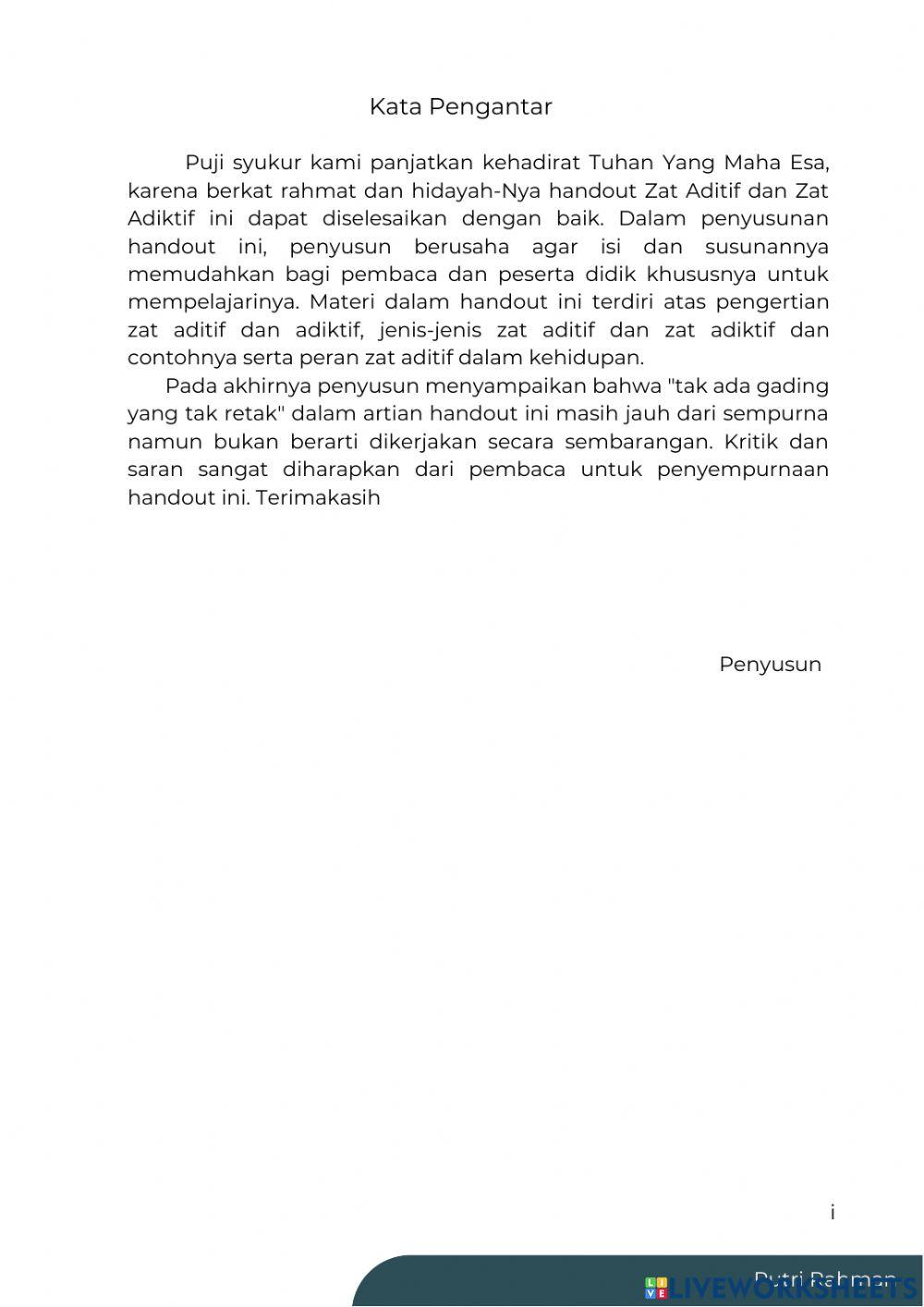 Handout Zat Aditif dan Zat Adiktif