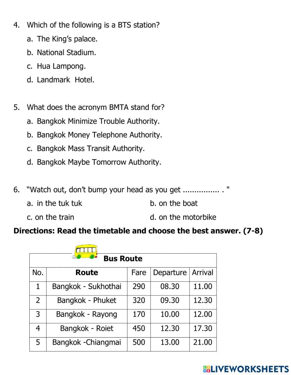 English for Public Transportation