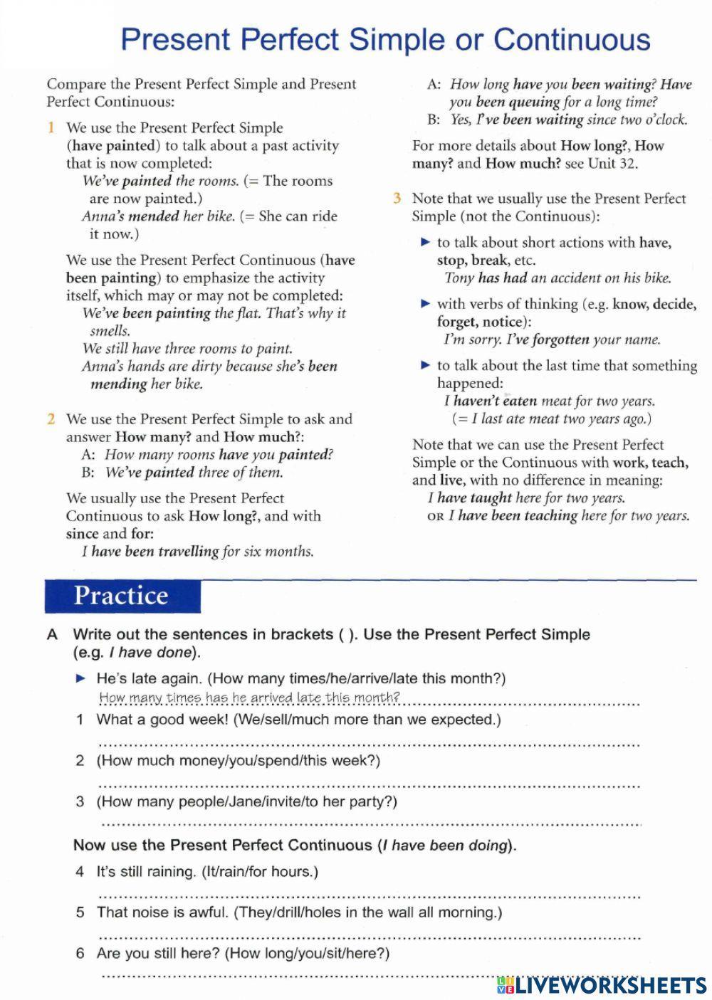 Basic Grammar-18 Present Perfect Simple or Continuous