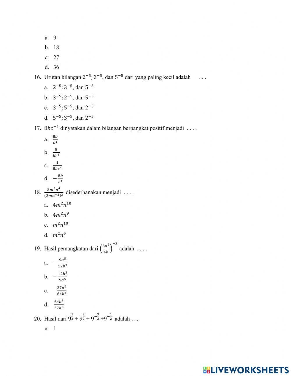 Bilangan Berpangkat Siklus II