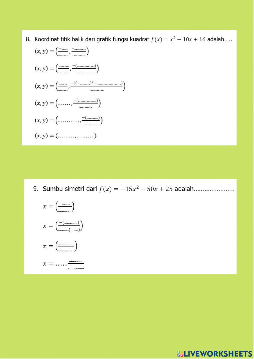 Vektor dan Fungsi kuadrat