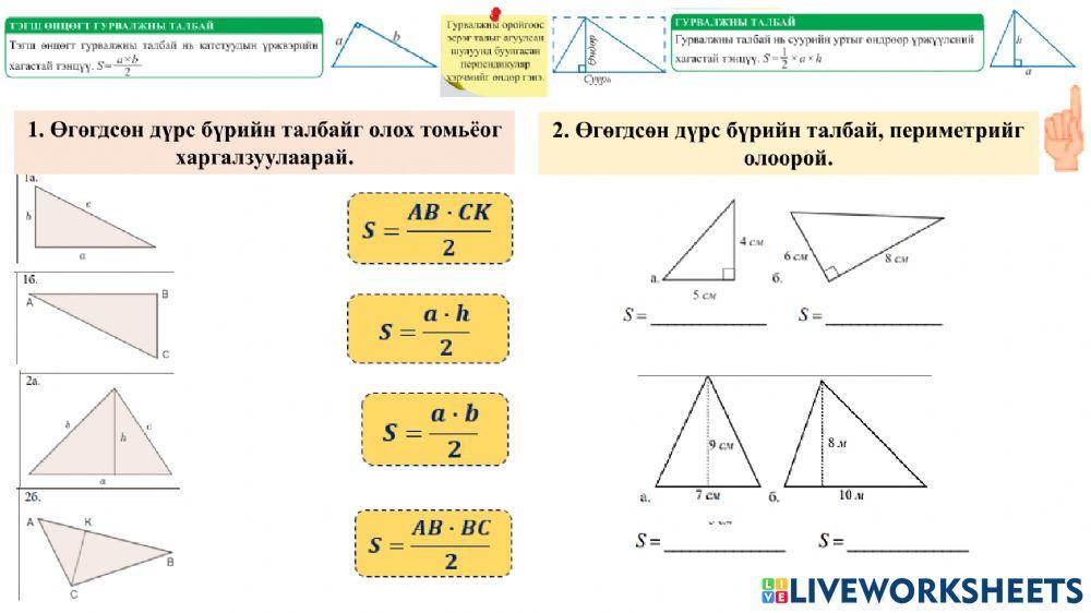 Дүрсийн талбай interactive worksheet | Live Worksheets